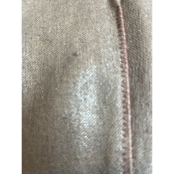 True Meaning Women’s Blazer Sz 12 Shimmery Gold Linen Blend Raw Hem Jacket - Picture 8 of 9